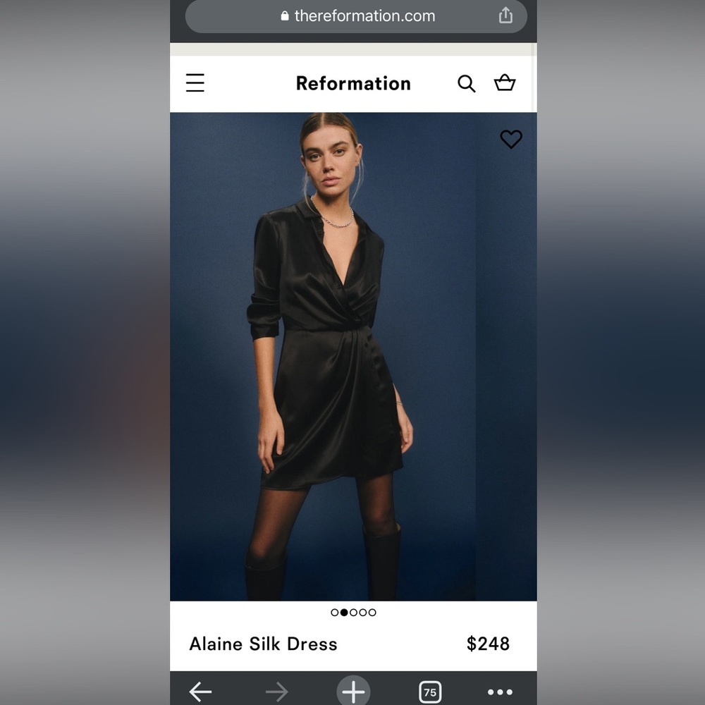 Black silk shirt dress - reformation